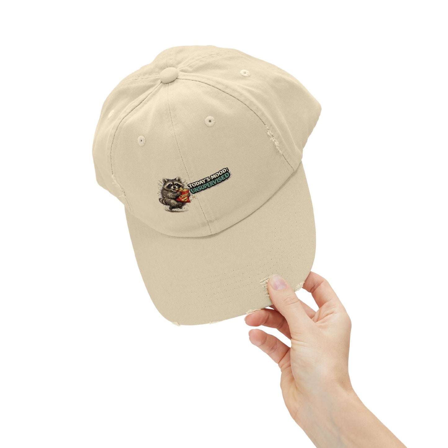 Today's Mood Distressed Cap — Raccoon Mom/Dad Funny Dad Hat