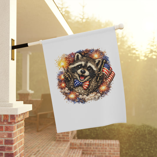 Patriotic Raccoon 250 Garden Flag — 4th of July House Banner