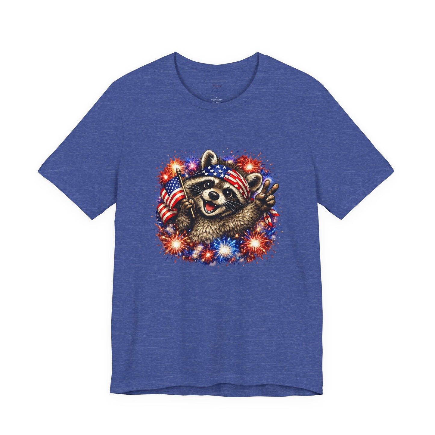 Patriot Raccoon 250th Anniversary T-Shirt — 4th of July Fireworks Flag Tee