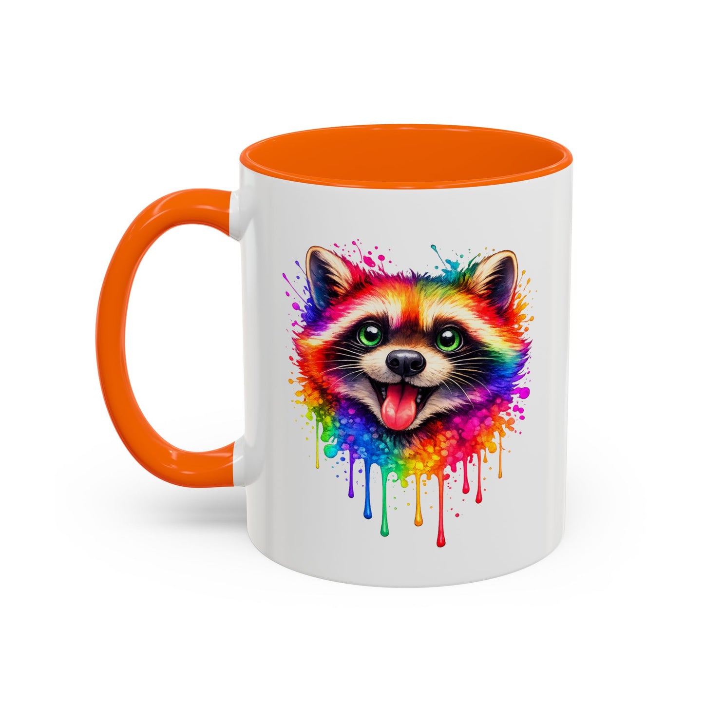 Cheerful Watercolor Raccoon Accent Coffee Mug