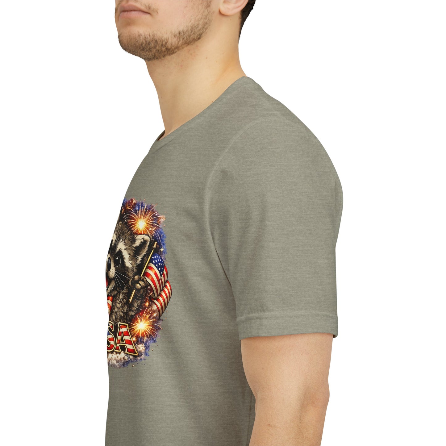 Patriot Raccoon 250th Anniversary T-Shirt — 4th of July Fireworks Flag Tee