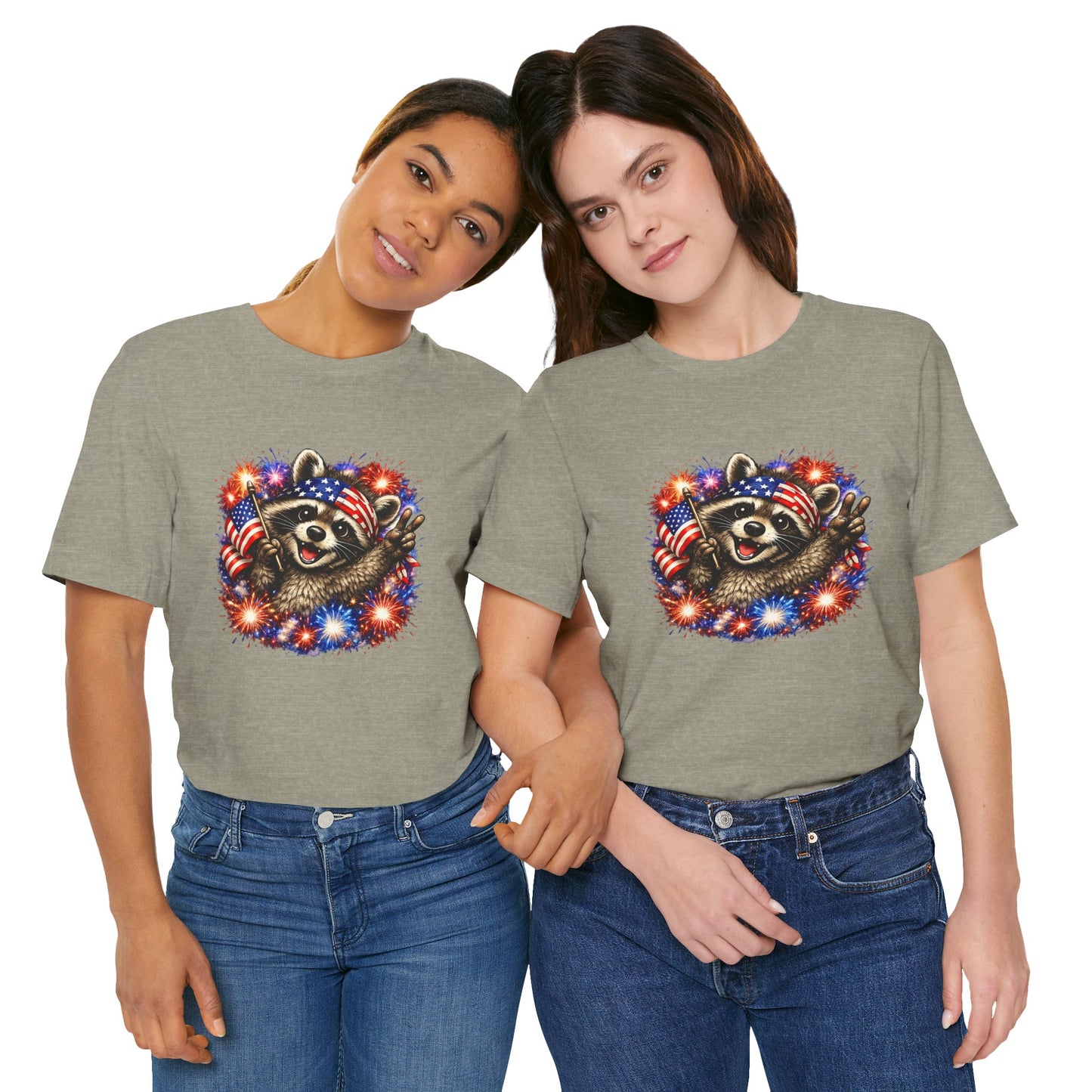 Patriot Raccoon 250th Anniversary T-Shirt — 4th of July Fireworks Flag Tee
