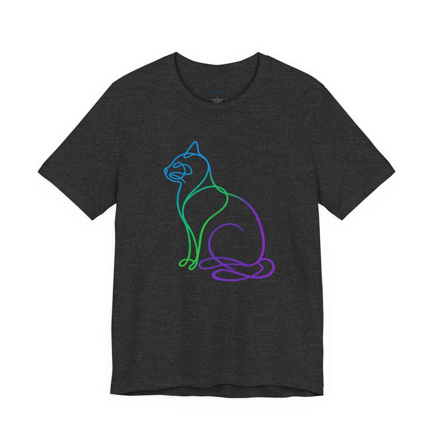 Colorful Line | Work Sitting Cat T-Shirt