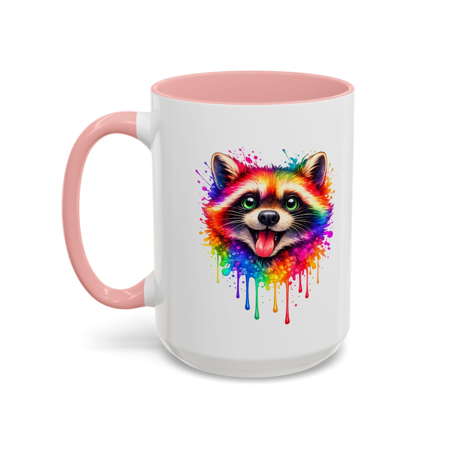 Cheerful Watercolor Raccoon Accent Coffee Mug