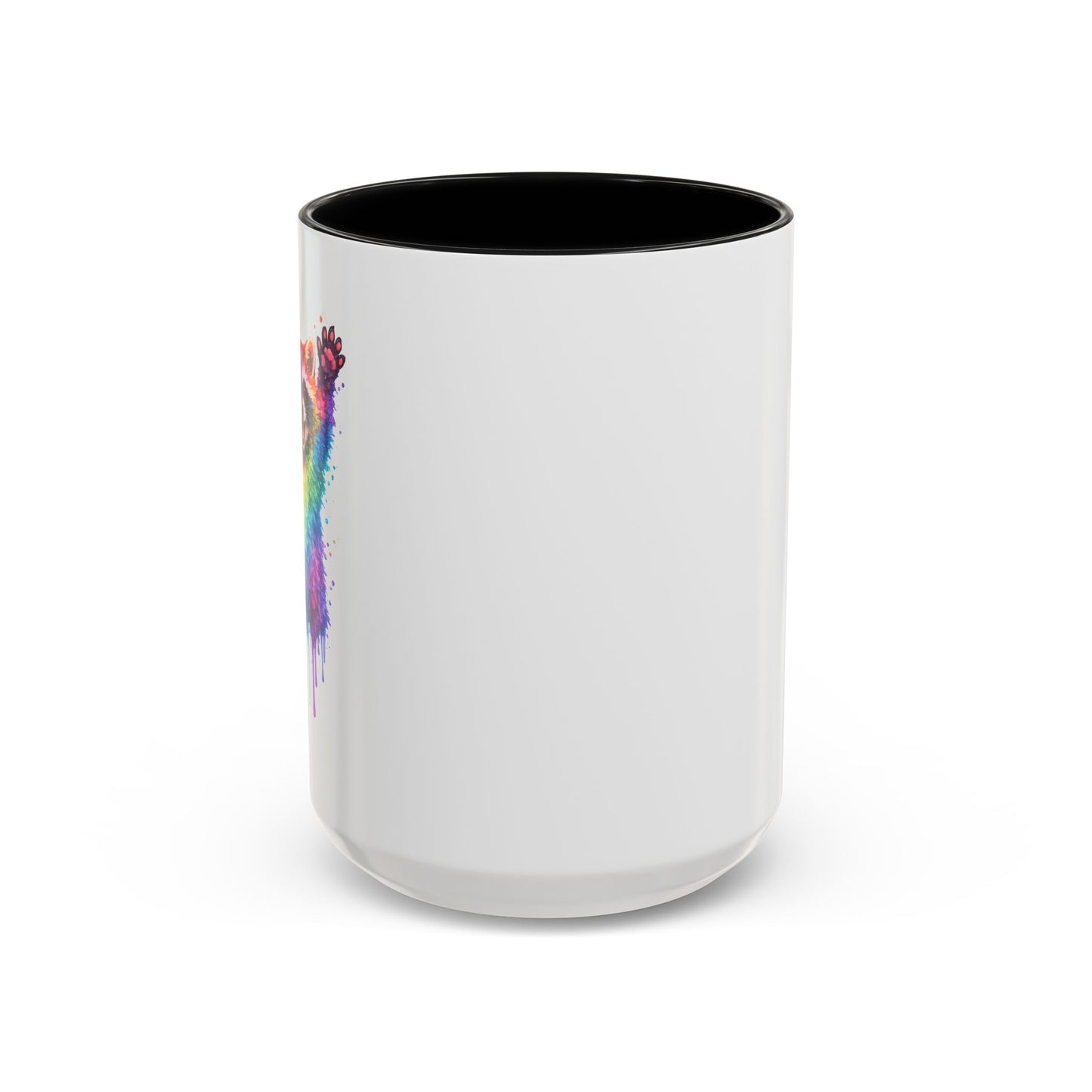 Cheerful Watercolor Raccoon Accent Coffee Mug