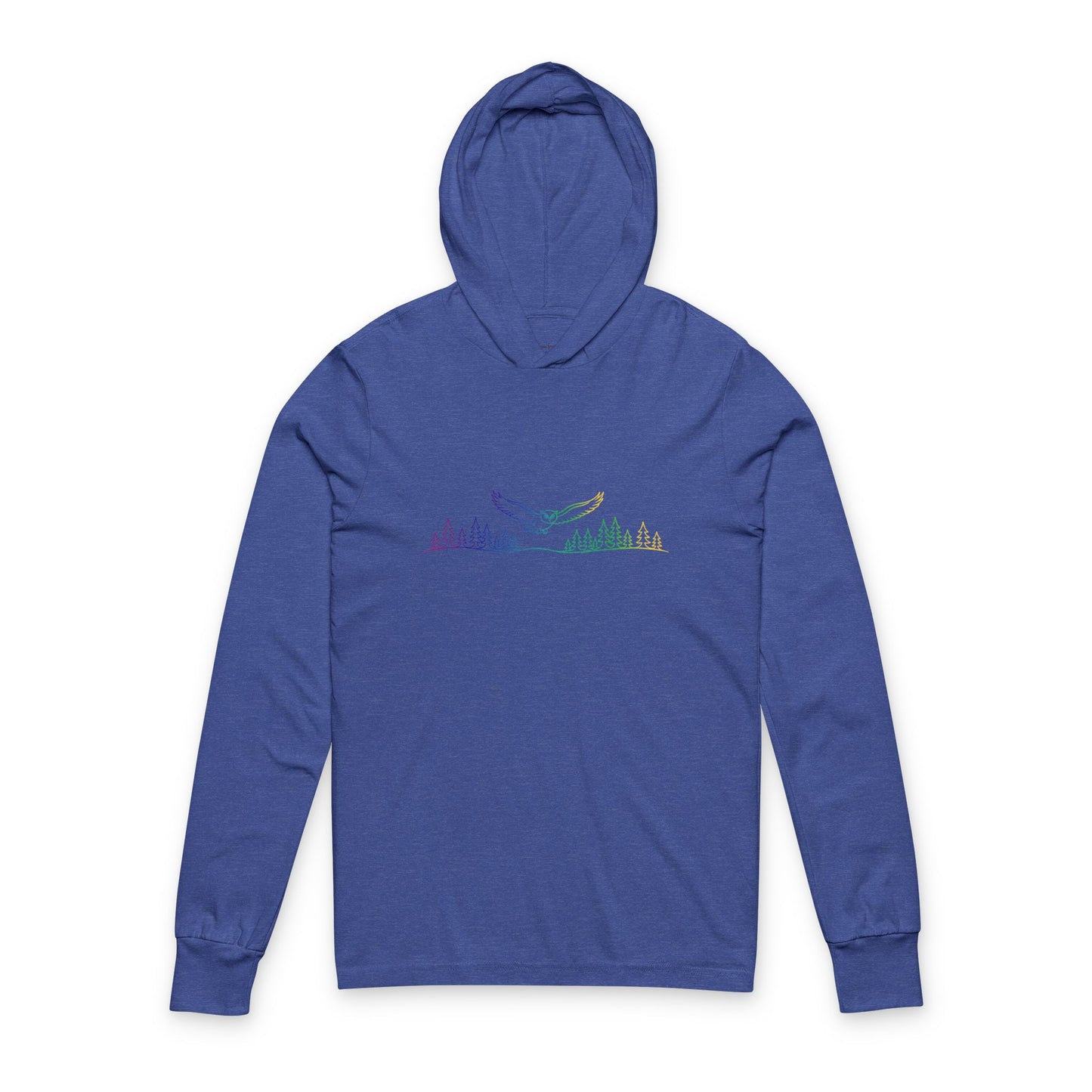 Continuous Line Art Owl Hooded Long Sleeve Tee