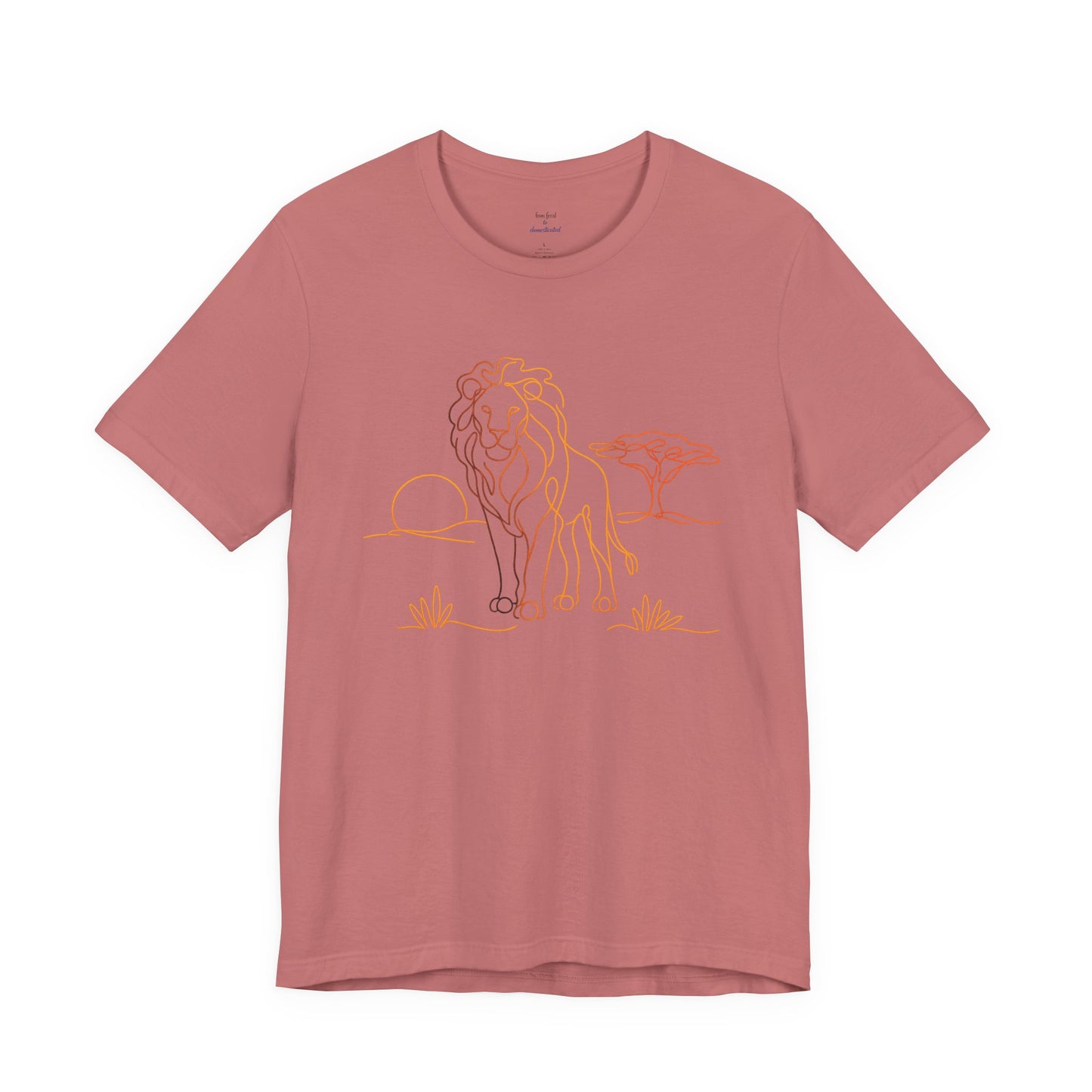 Lion Sunset Tee — Minimal Line Art Safari T-Shirt