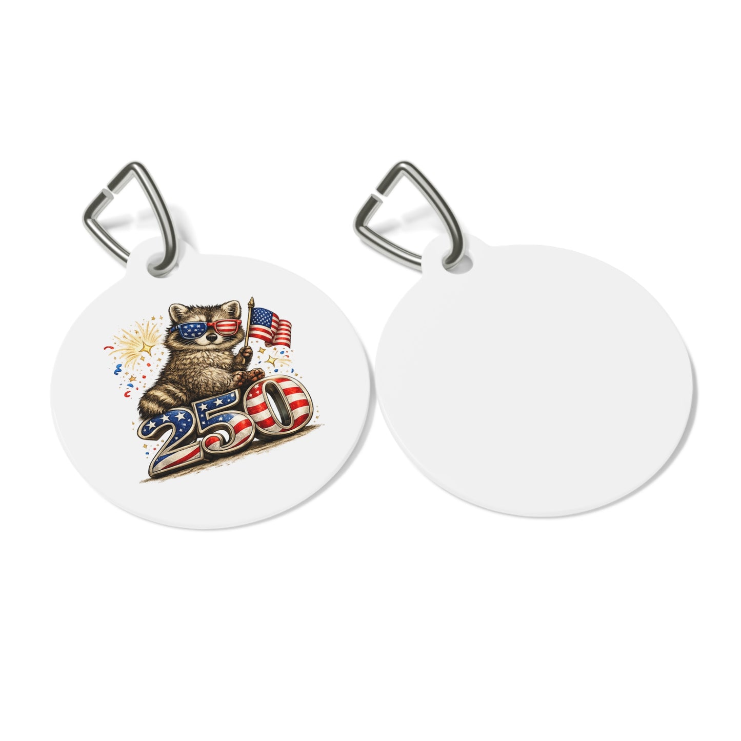 Patriotic Raccoon 4th of July Pet Tag — USA 250 Celebration