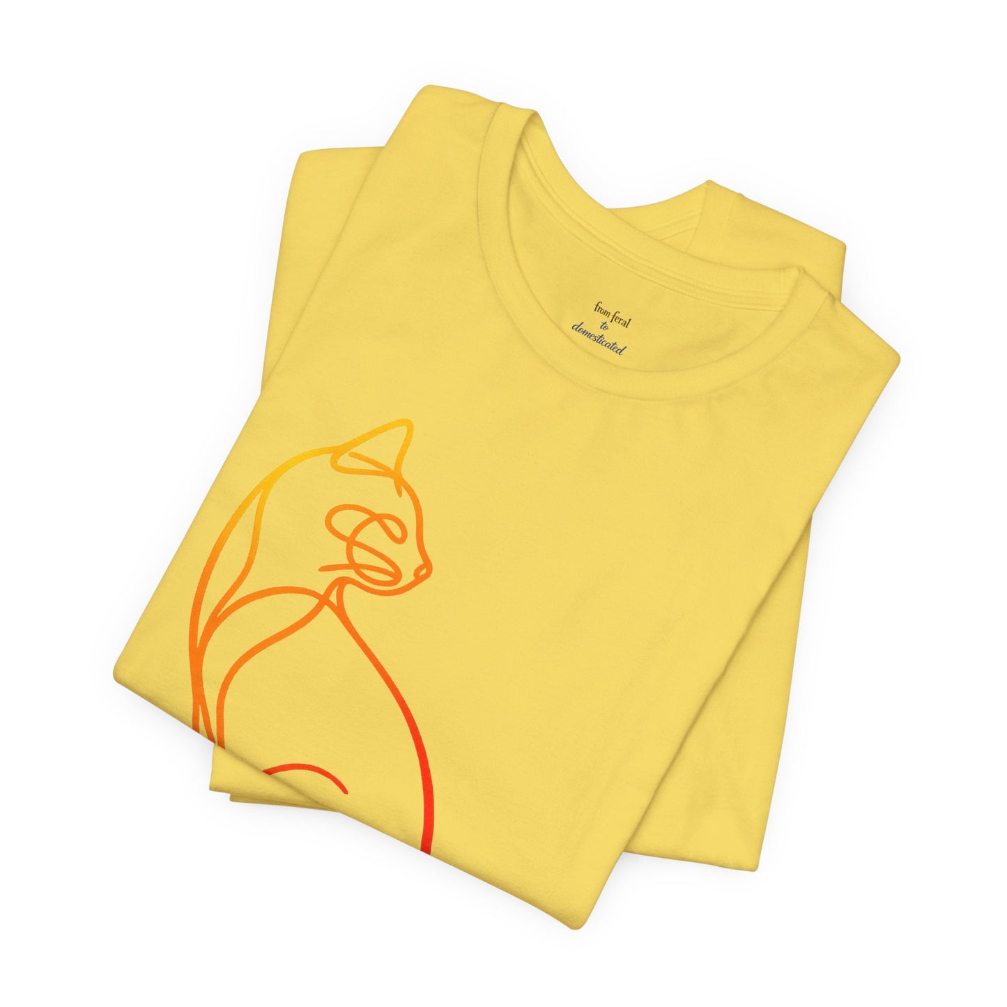 Colorful Line-Work Sitting Cat T-Shirt