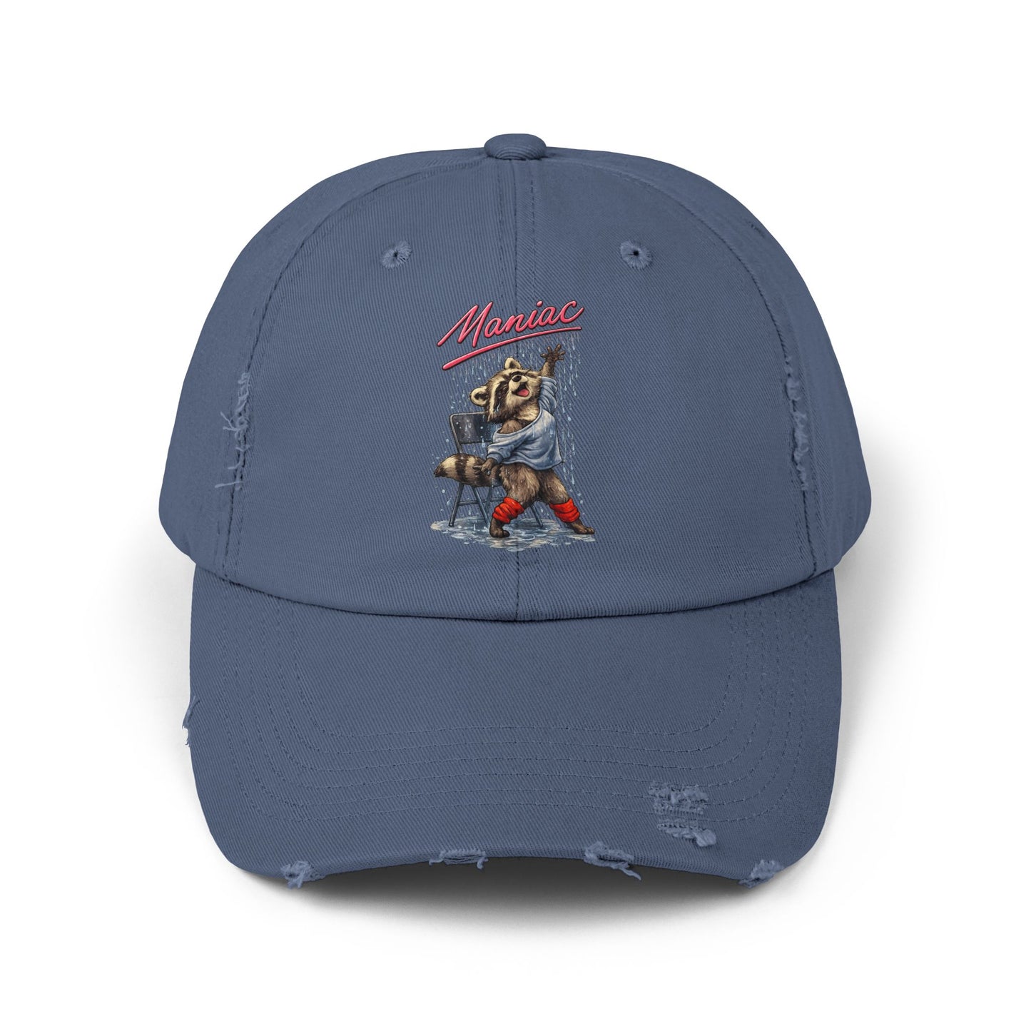 Maniac Distressed Cap — Raccoon Mom/Dad Funny Dad Hat