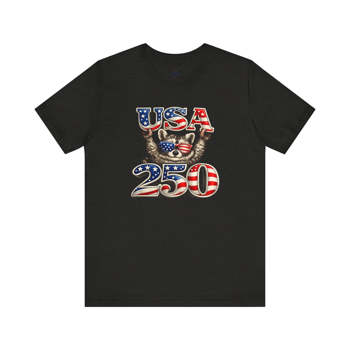 Patriot Raccoon 250th Anniversary T-Shirt — 4th of July Fireworks Flag Tee