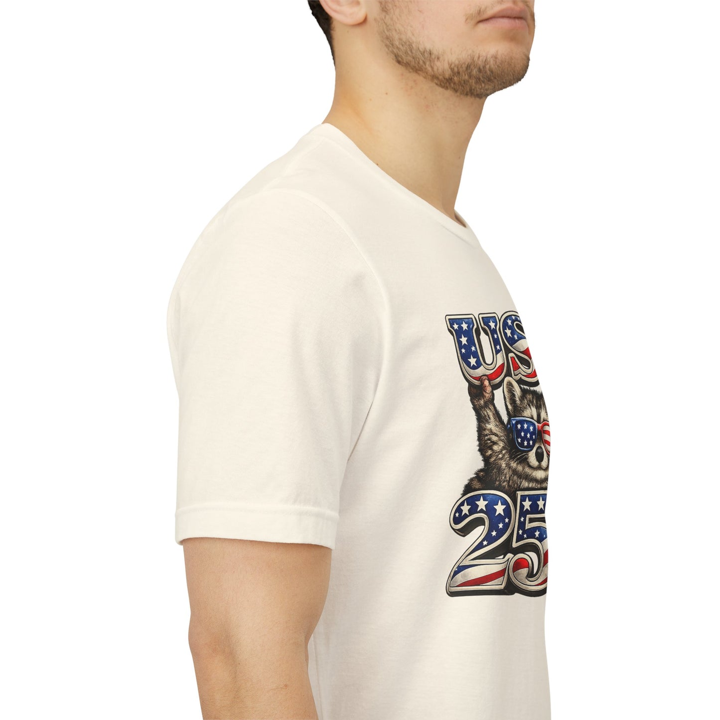Patriot Raccoon 250th Anniversary T-Shirt — 4th of July Fireworks Flag Tee