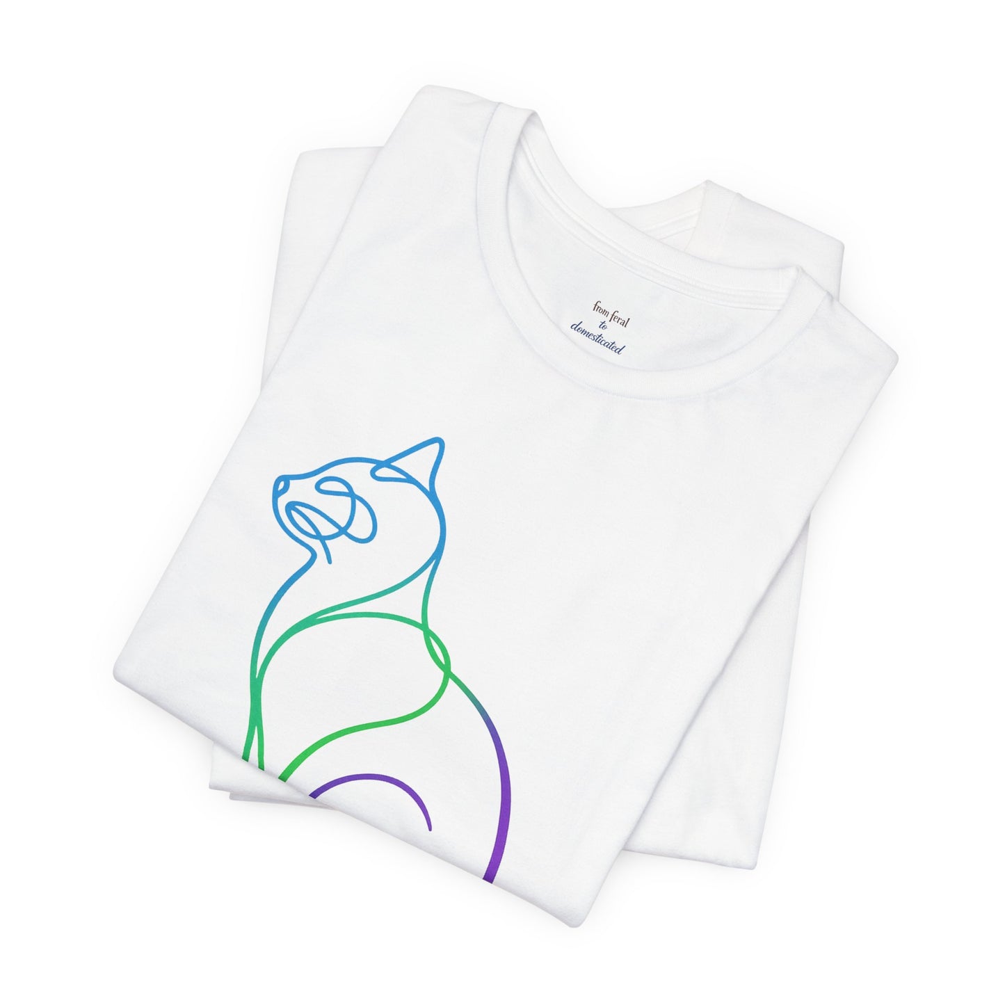 Colorful Line | Work Sitting Cat T-Shirt