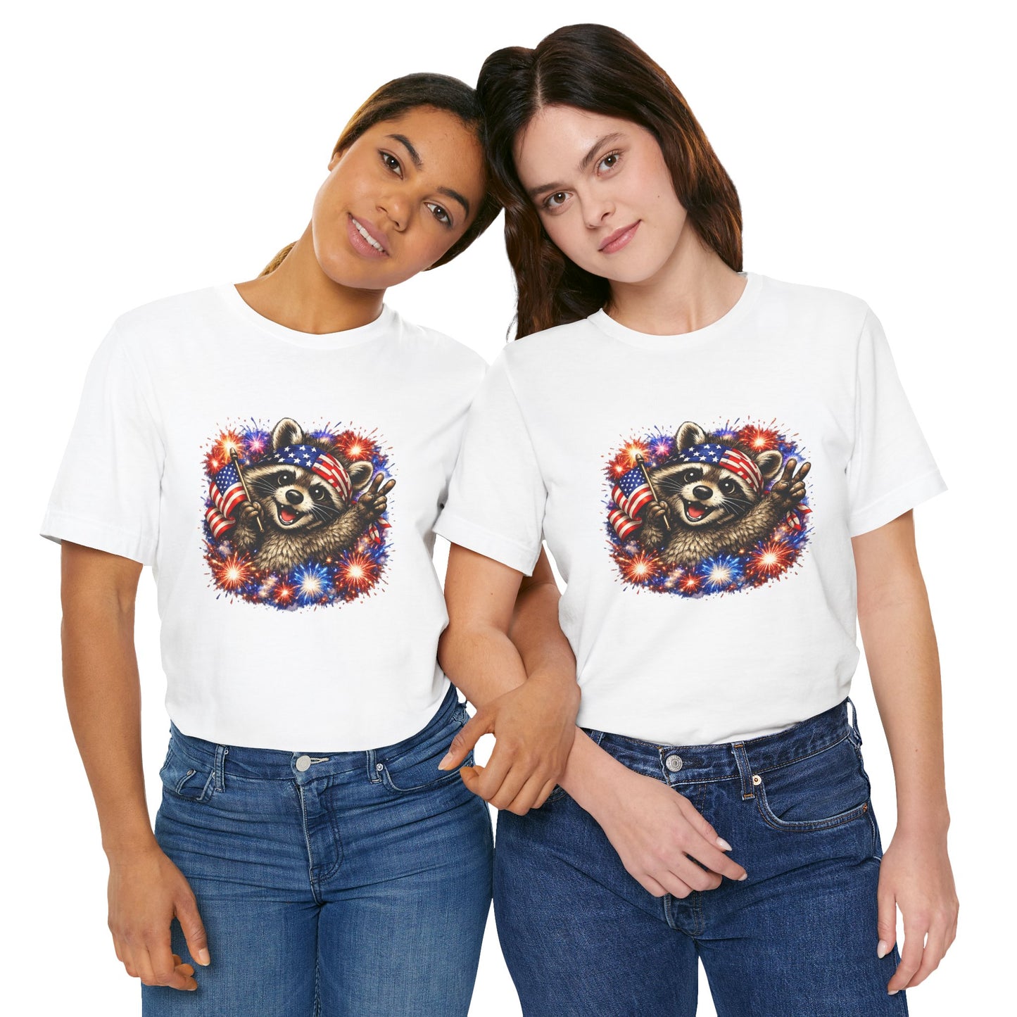 Patriot Raccoon 250th Anniversary T-Shirt — 4th of July Fireworks Flag Tee