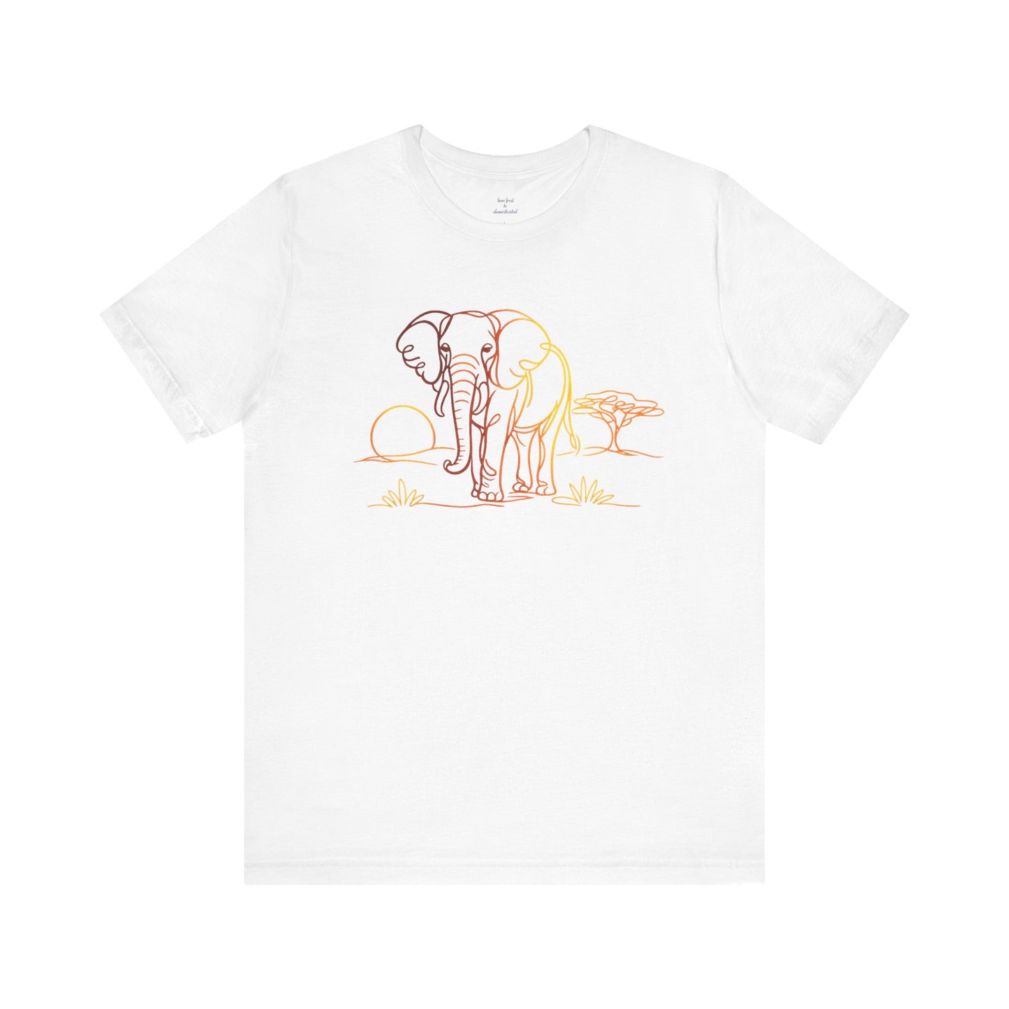 Elephant Sunset Tee — Minimal Line Art Safari T-Shirt