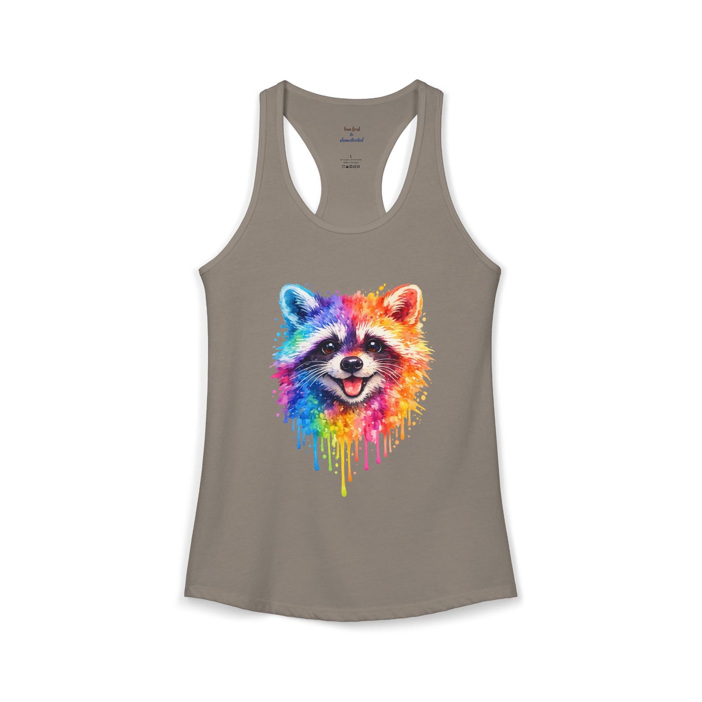 Watercolor Wildlife Raccoon Racerback Tank