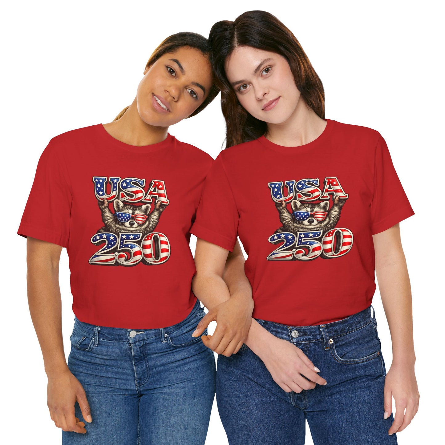 Patriot Raccoon 250th Anniversary T-Shirt — 4th of July Fireworks Flag Tee