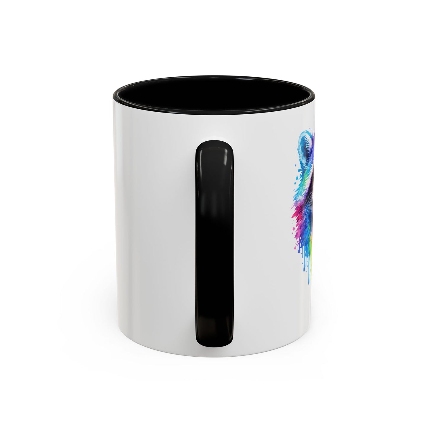 Cheerful Watercolor Raccoon Accent Coffee Mug