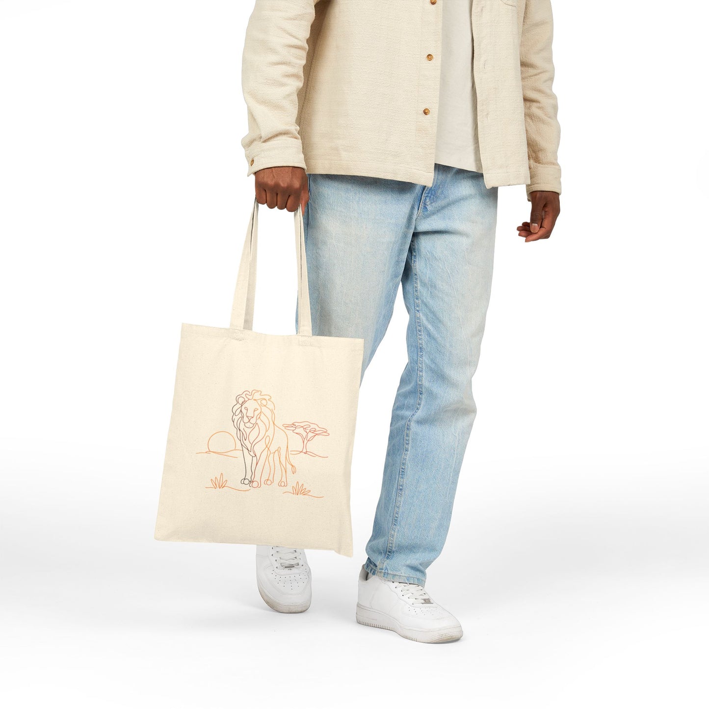 Lion Safari Sketch Cotton Tote — Eco Canvas Bag