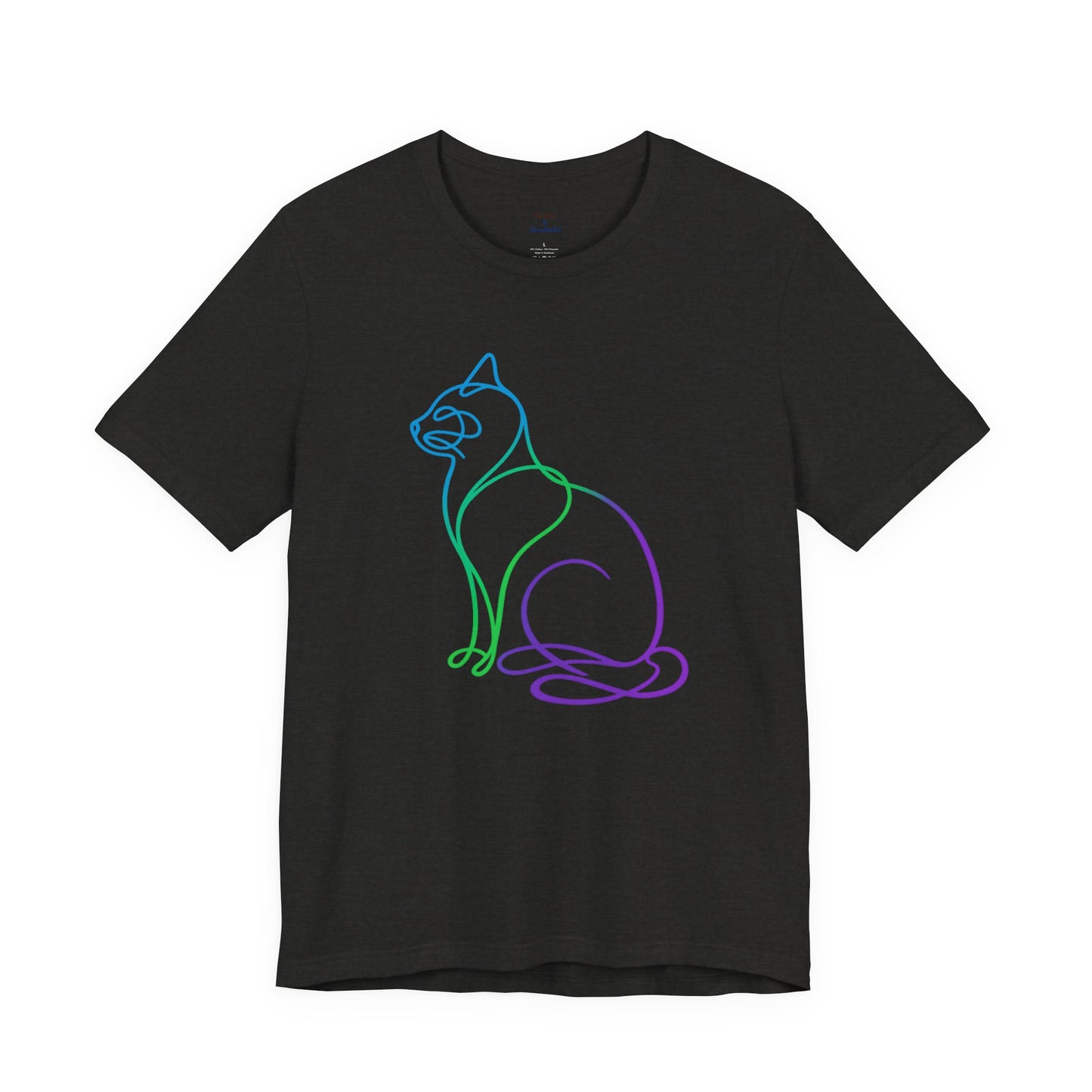 Colorful Line | Work Sitting Cat T-Shirt