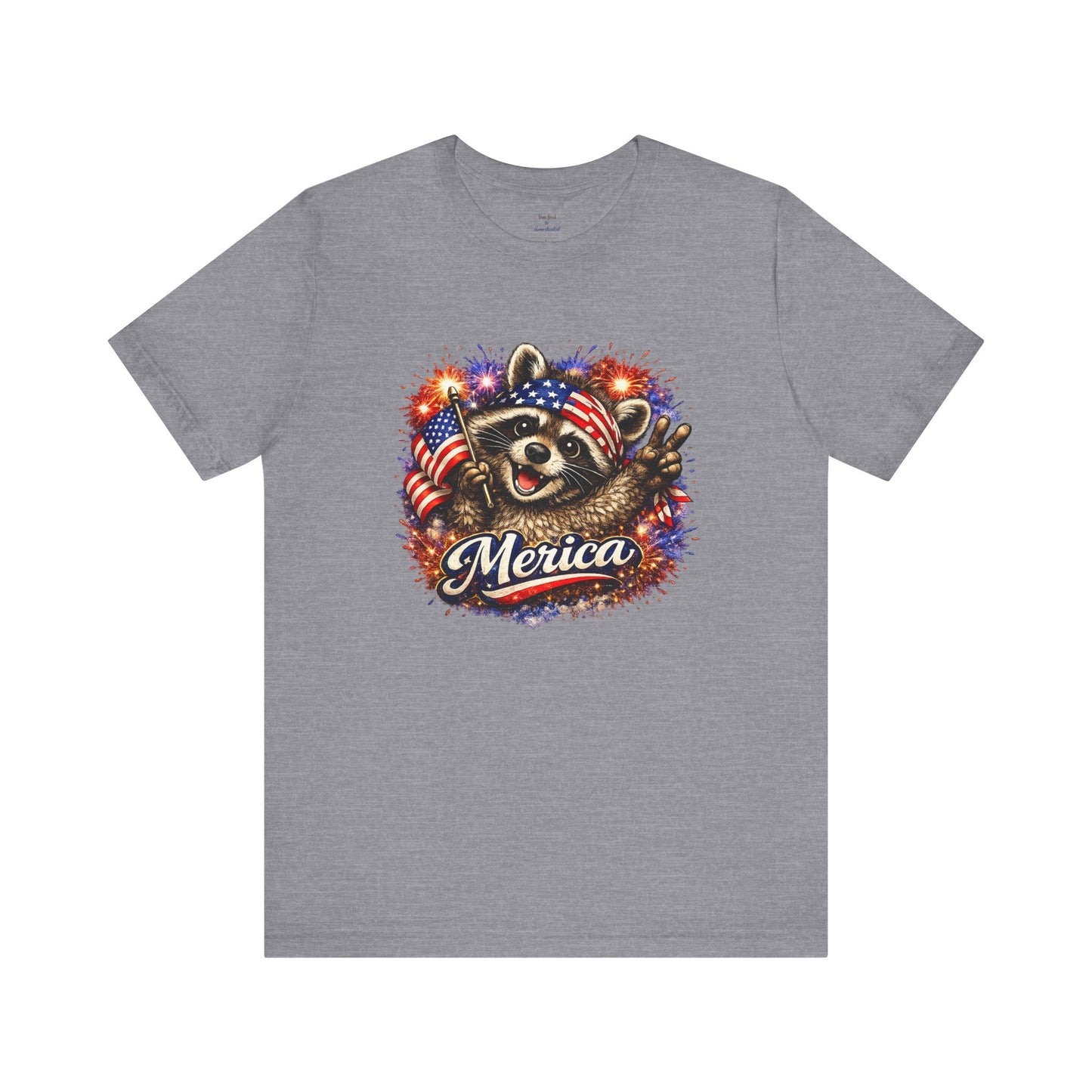 Patriot Raccoon 250th Anniversary T-Shirt — 4th of July Fireworks Flag Tee