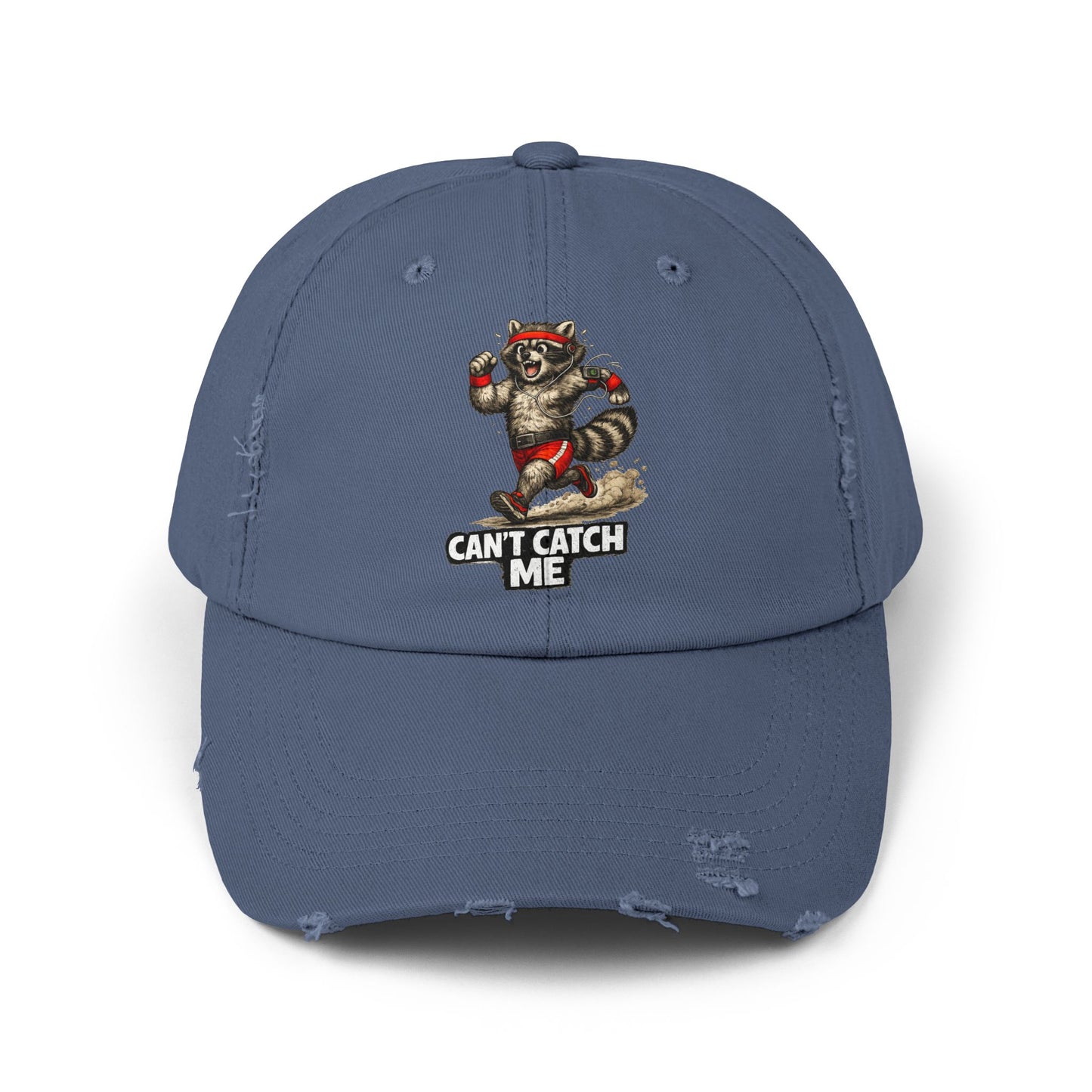 Can't Catch Me Distressed Cap — Raccoon Mom/Dad Funny Dad Hat