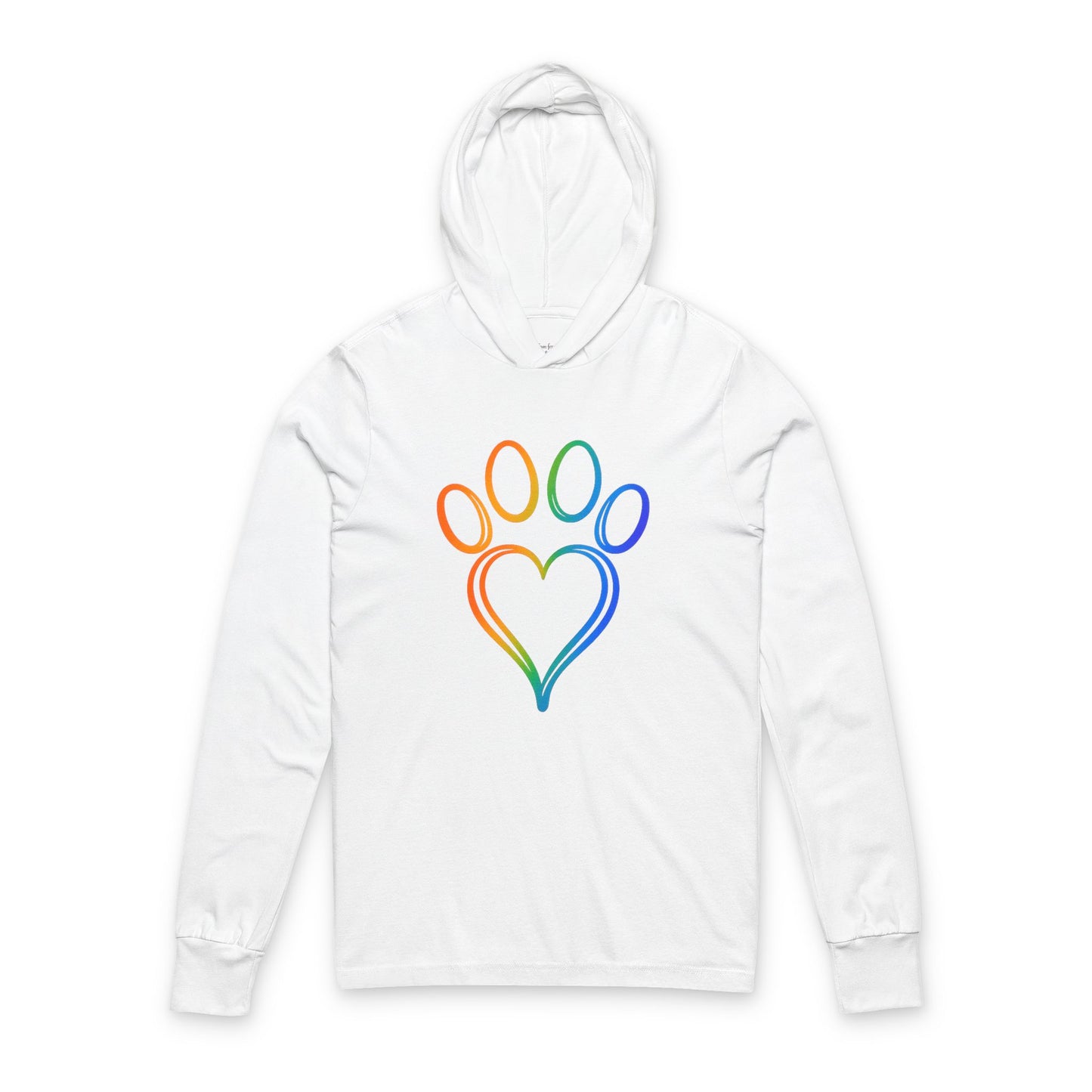 Continuous Line Art Heart/Paw Hooded Long Sleeve Tee
