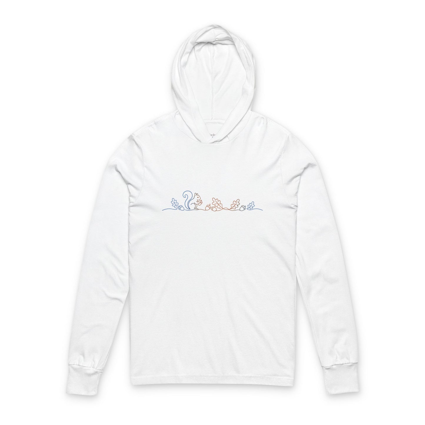 Continuous Line Art Squirrel Hooded Long Sleeve Tee