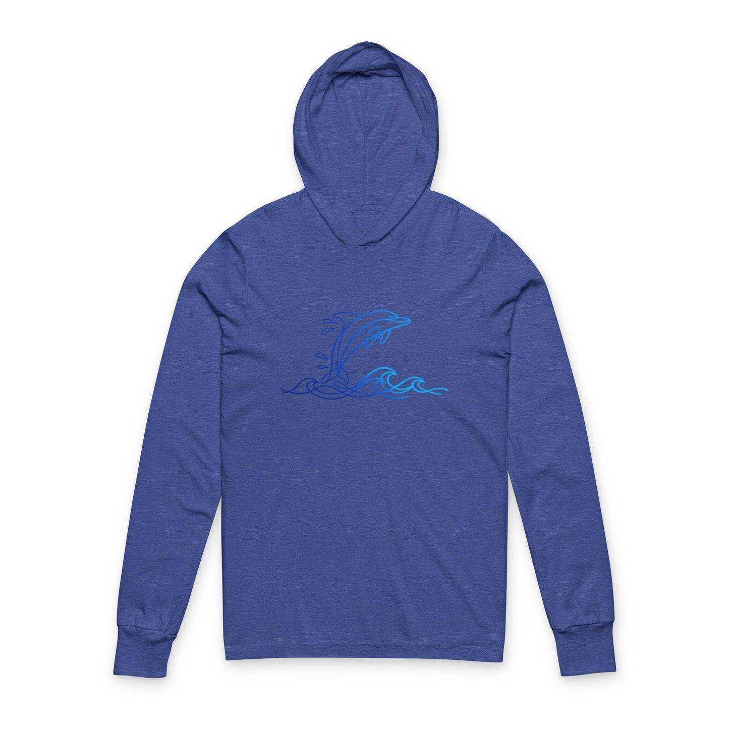 Continuous Line Art Dolphin Hooded Long Sleeve Tee