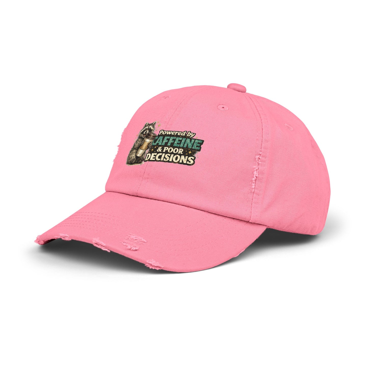 Powered By Distressed Cap — Raccoon Mom/Dad Funny Dad Hat