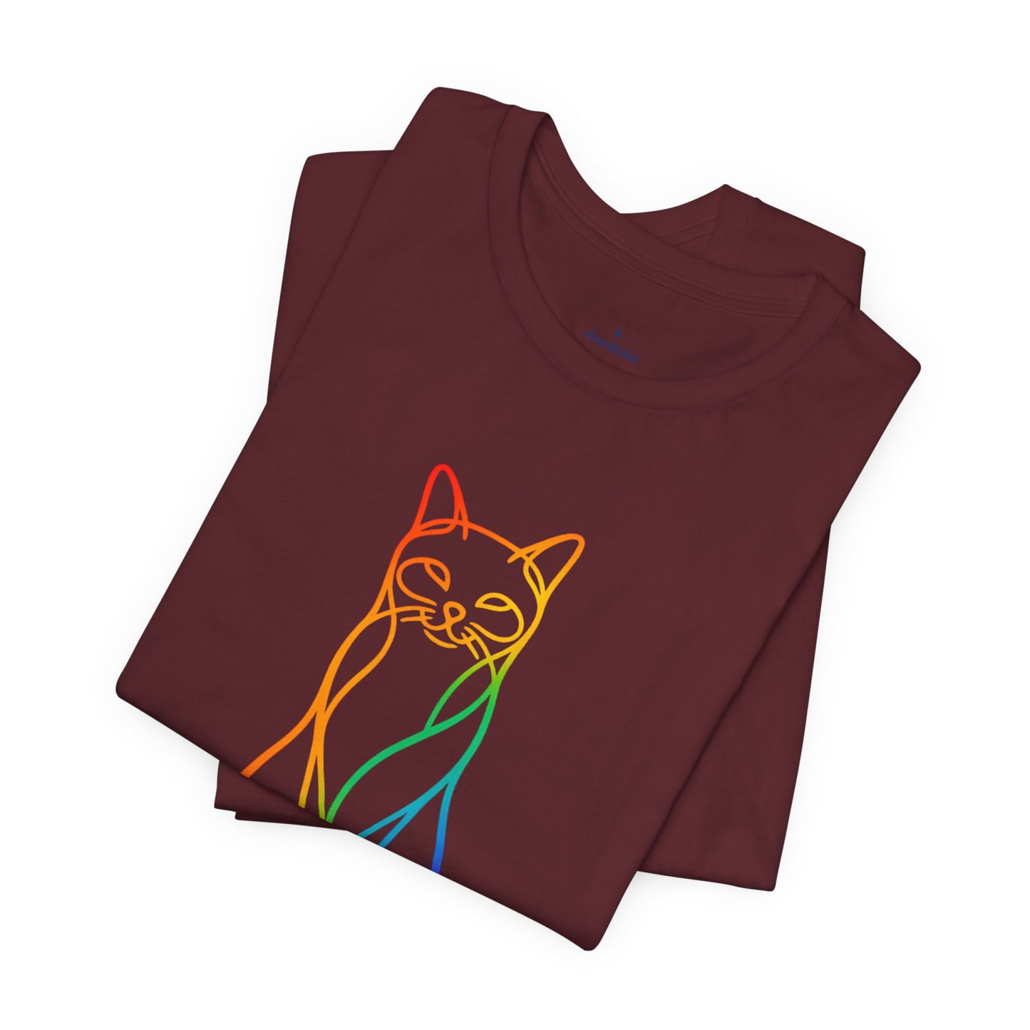 Colorful Line-Work Sitting Cat T-Shirt