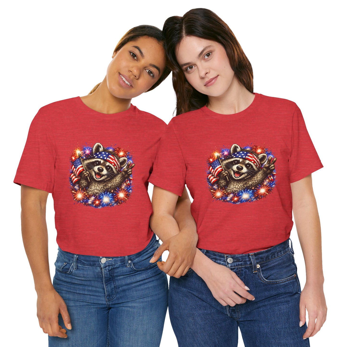 Patriot Raccoon 250th Anniversary T-Shirt — 4th of July Fireworks Flag Tee