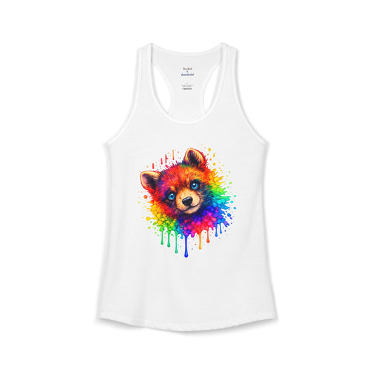 Watercolor Wildlife Bear Cub Racerback Tank