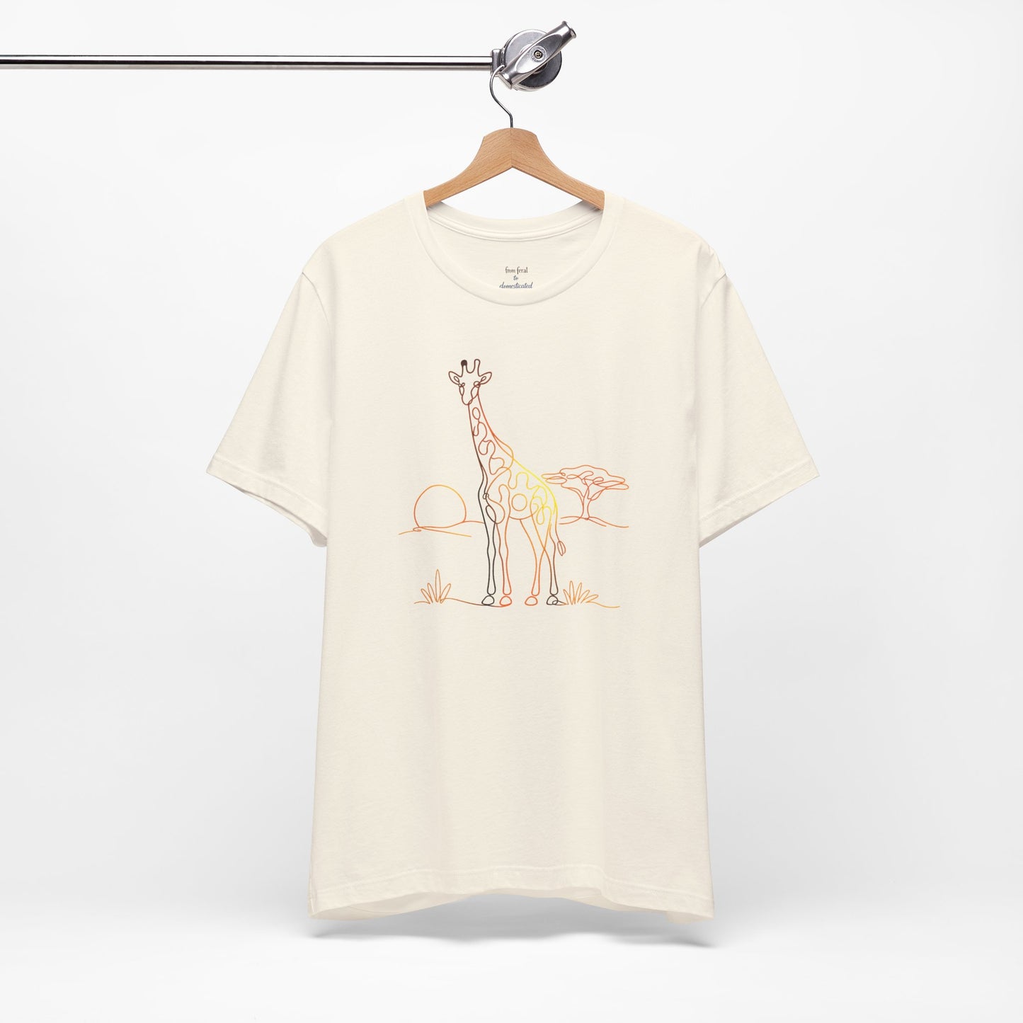 Giraffe Sunset Tee — Minimal Line Art Safari T-Shirt