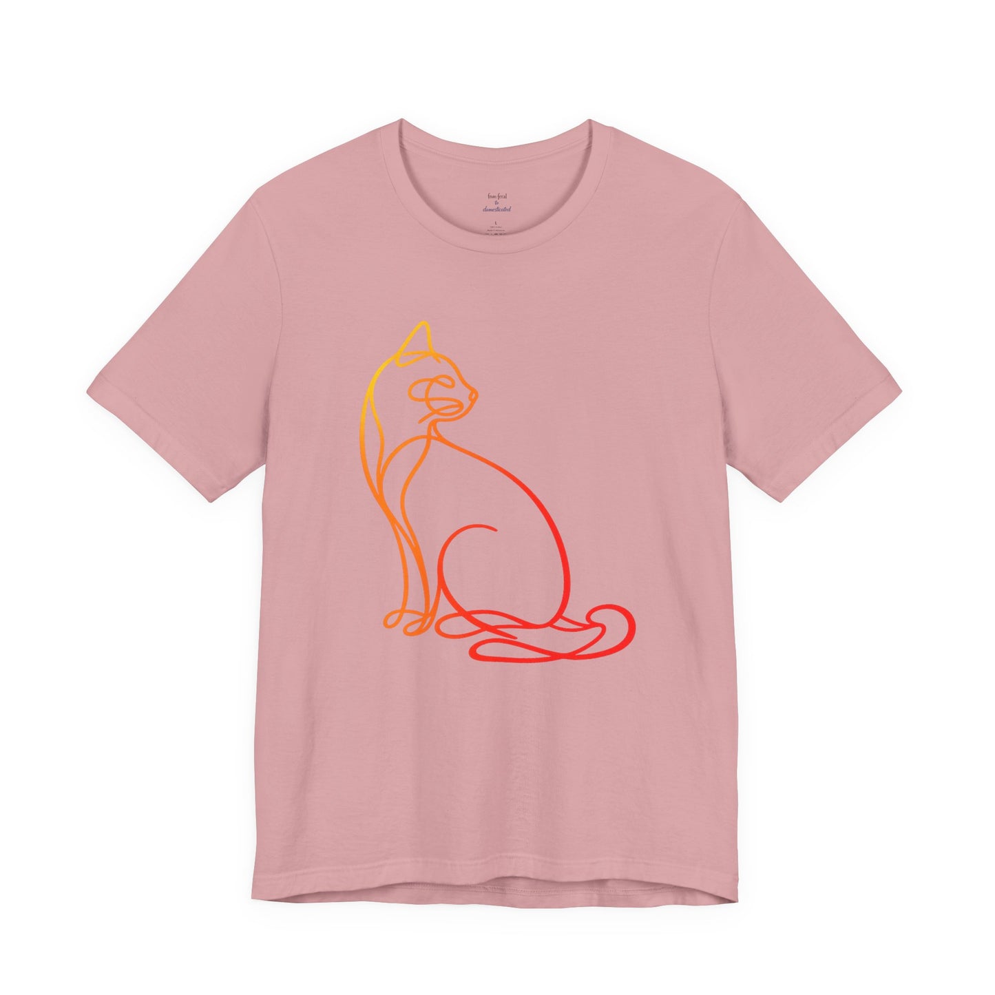 Colorful Line-Work Sitting Cat T-Shirt