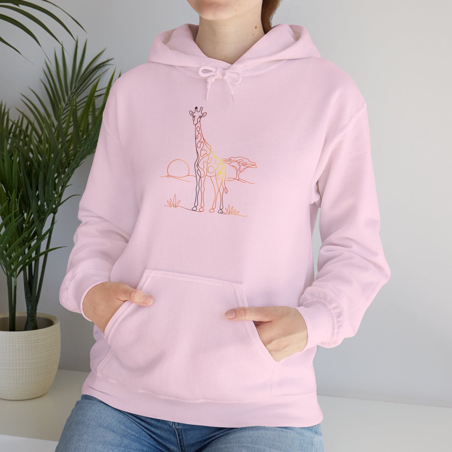 Giraffe Line Art Hoodie – Minimal Safari Illustration