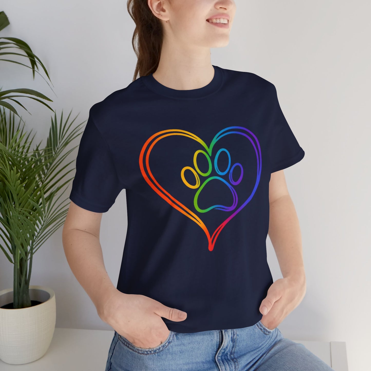 Heart/Paw Colorful Line-Work T-Shirt