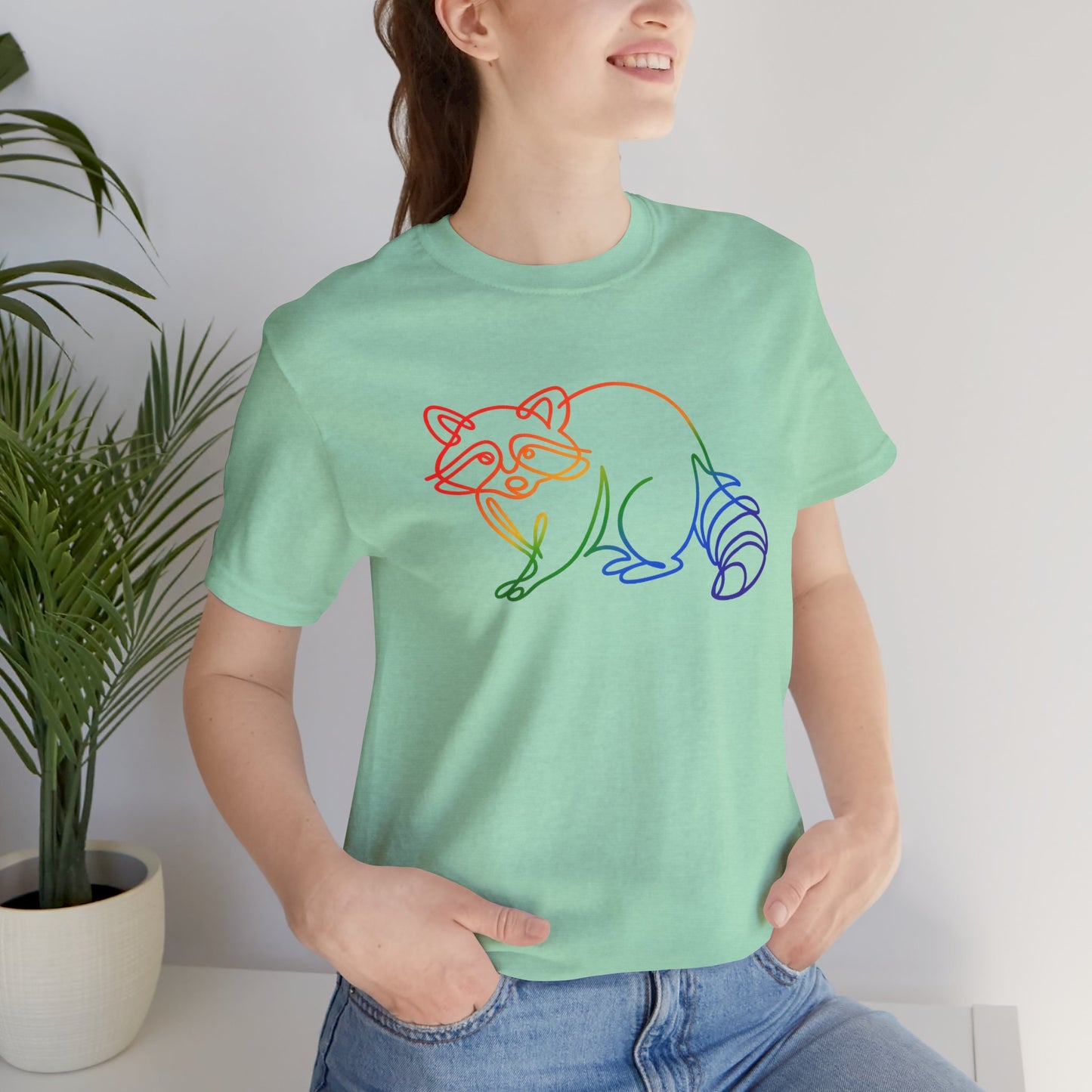 Raccoon Tee — Minimal Line Raccoon Scenic Graphic T-Shirt