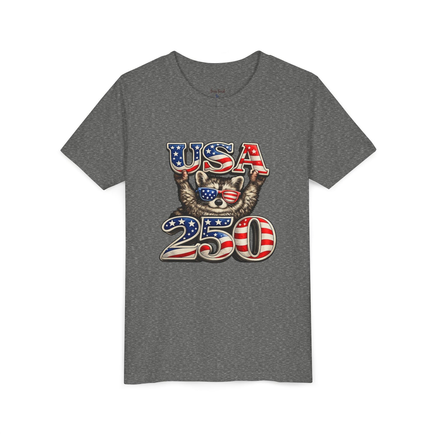 Patriotic Raccoon Youth Tee — Raccoon with USA 250