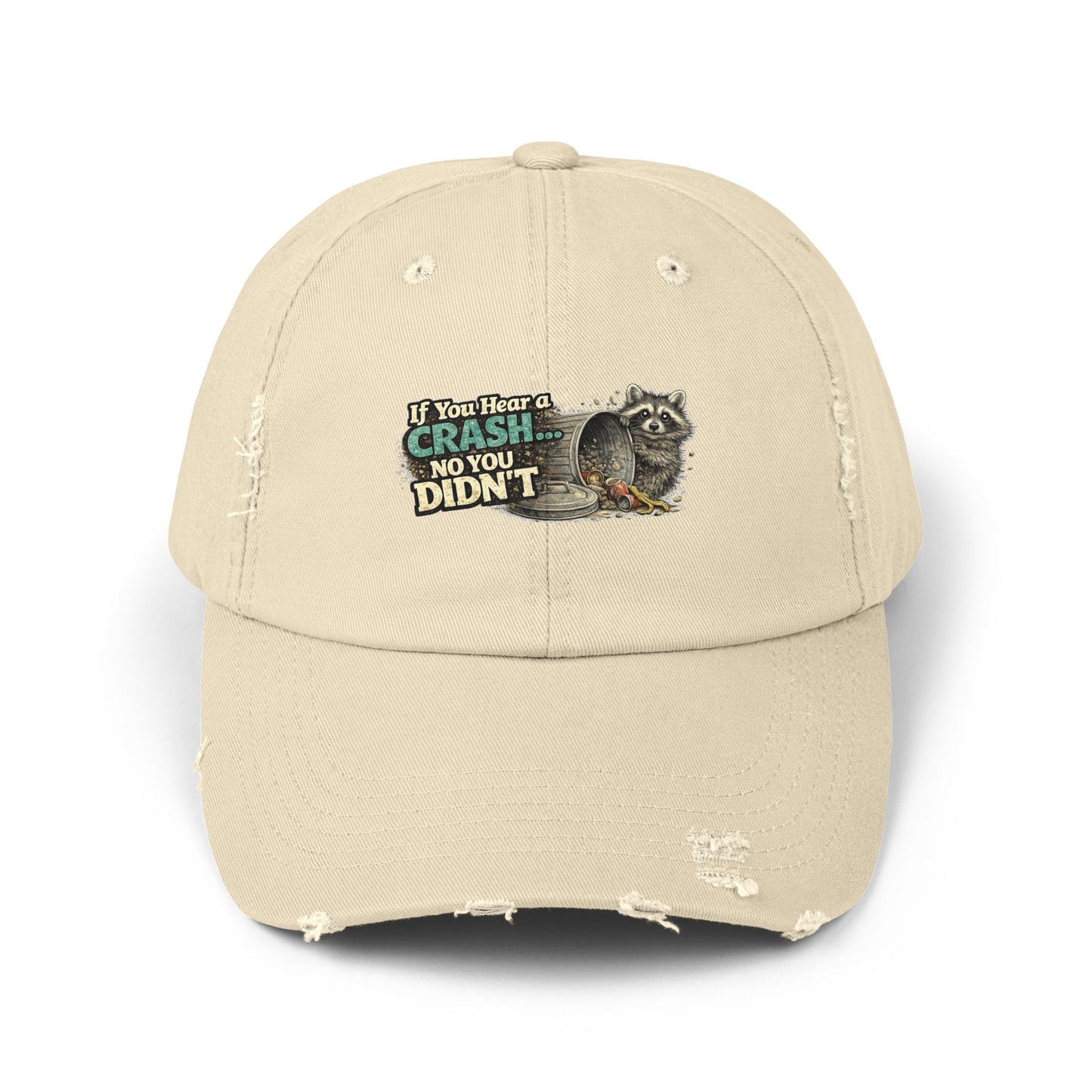 Crash Distressed Cap — Raccoon Mom/Dad Funny Dad Hat