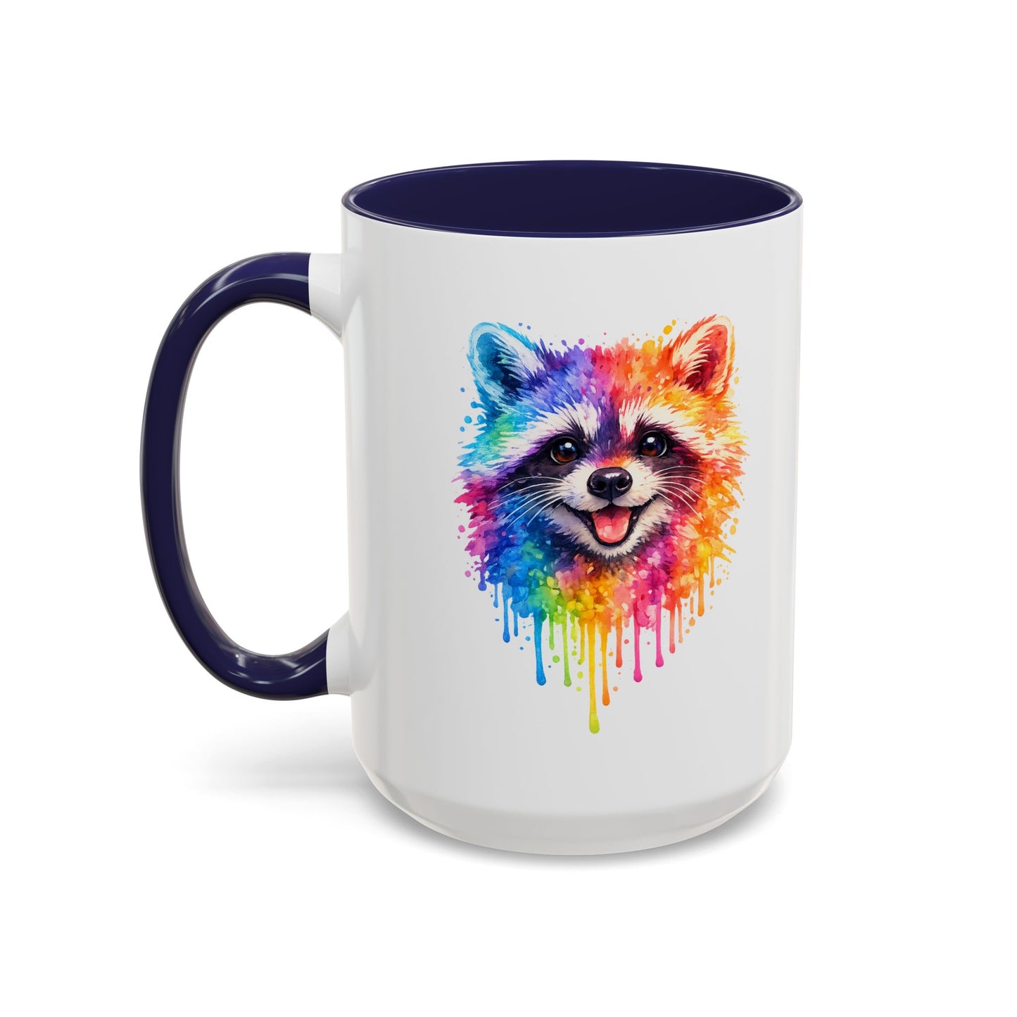 Cheerful Watercolor Raccoon Accent Coffee Mug