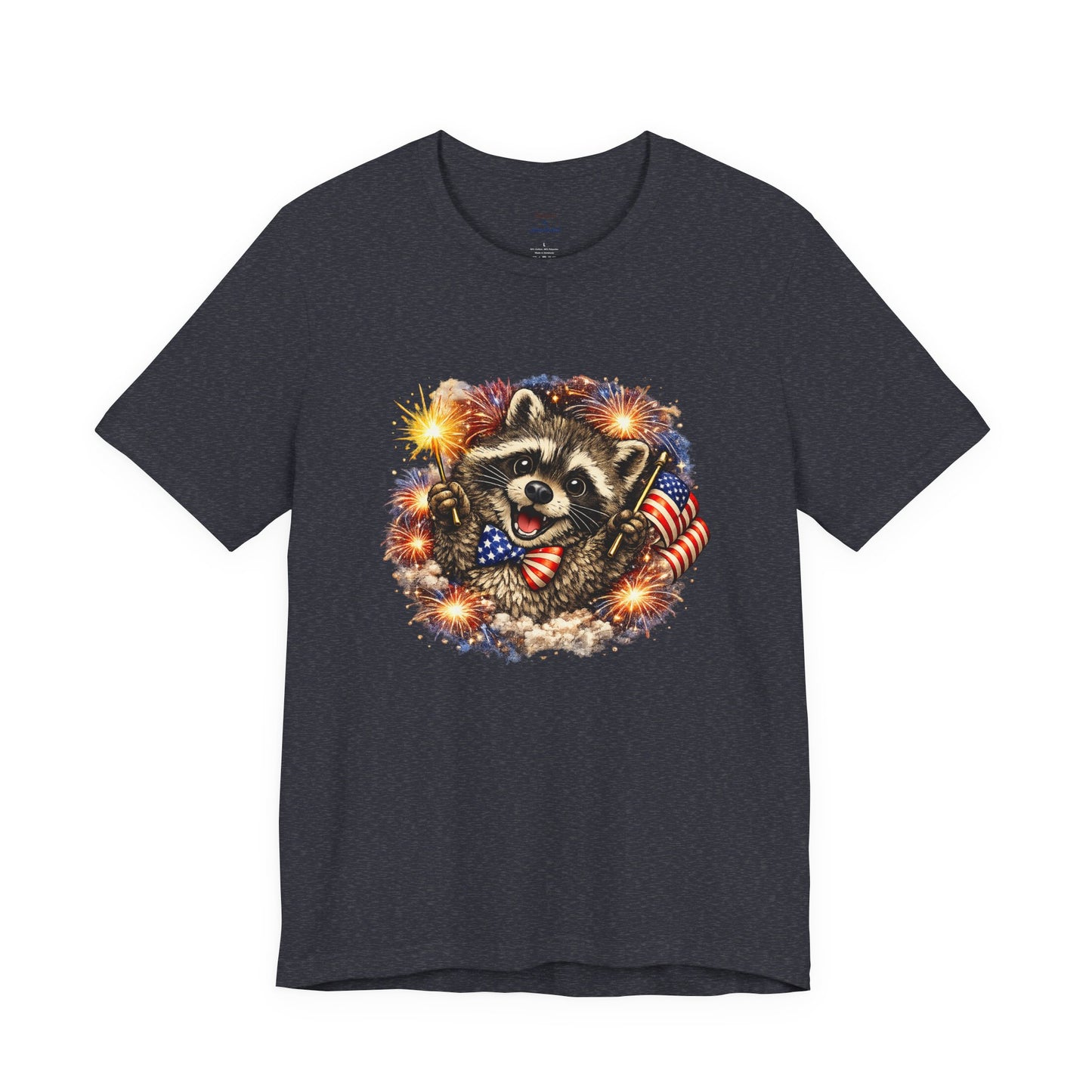 Patriot Raccoon 250th Anniversary T-Shirt — 4th of July Fireworks Flag Tee