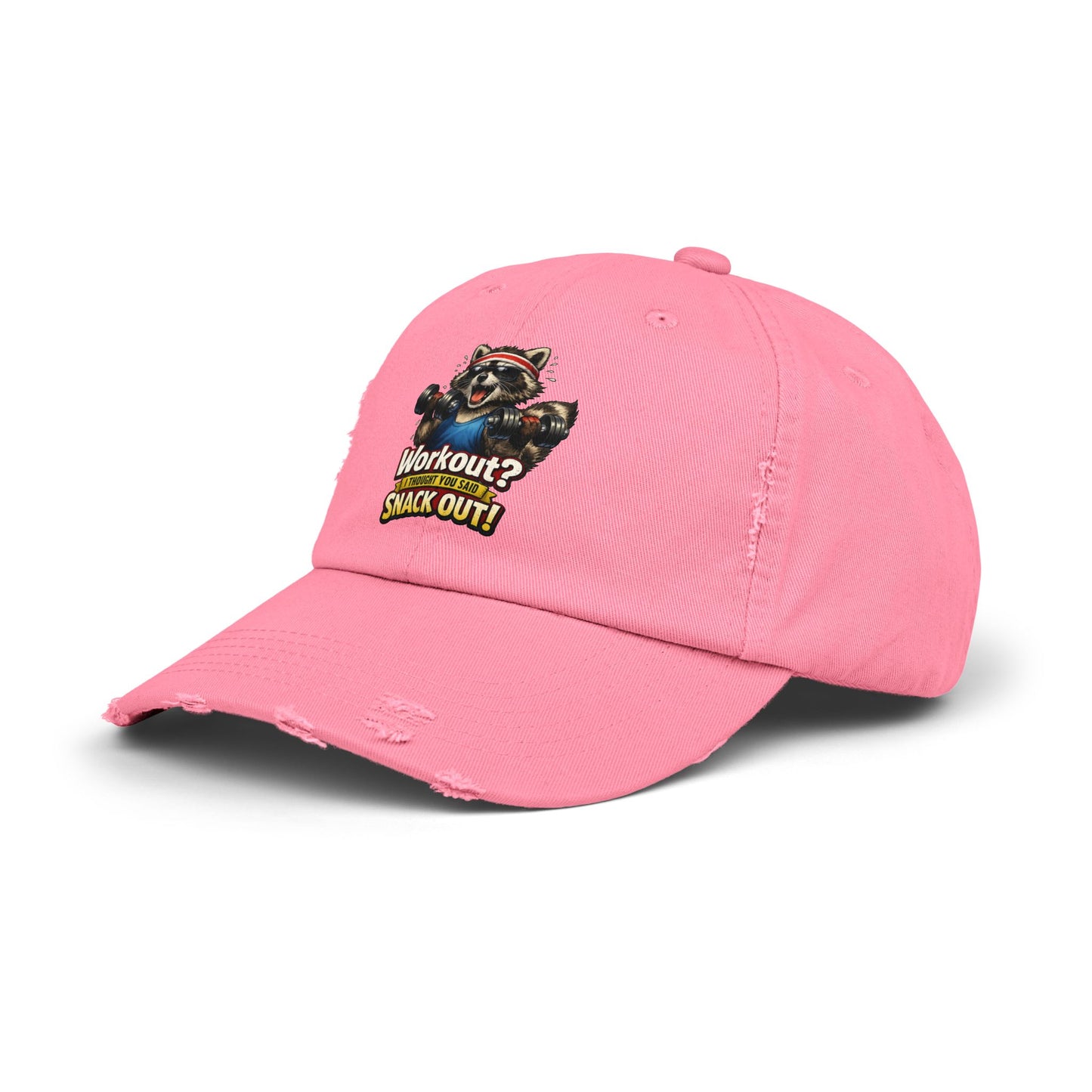 Snack Out Distressed Cap — Raccoon Mom/Dad Funny Dad Hat