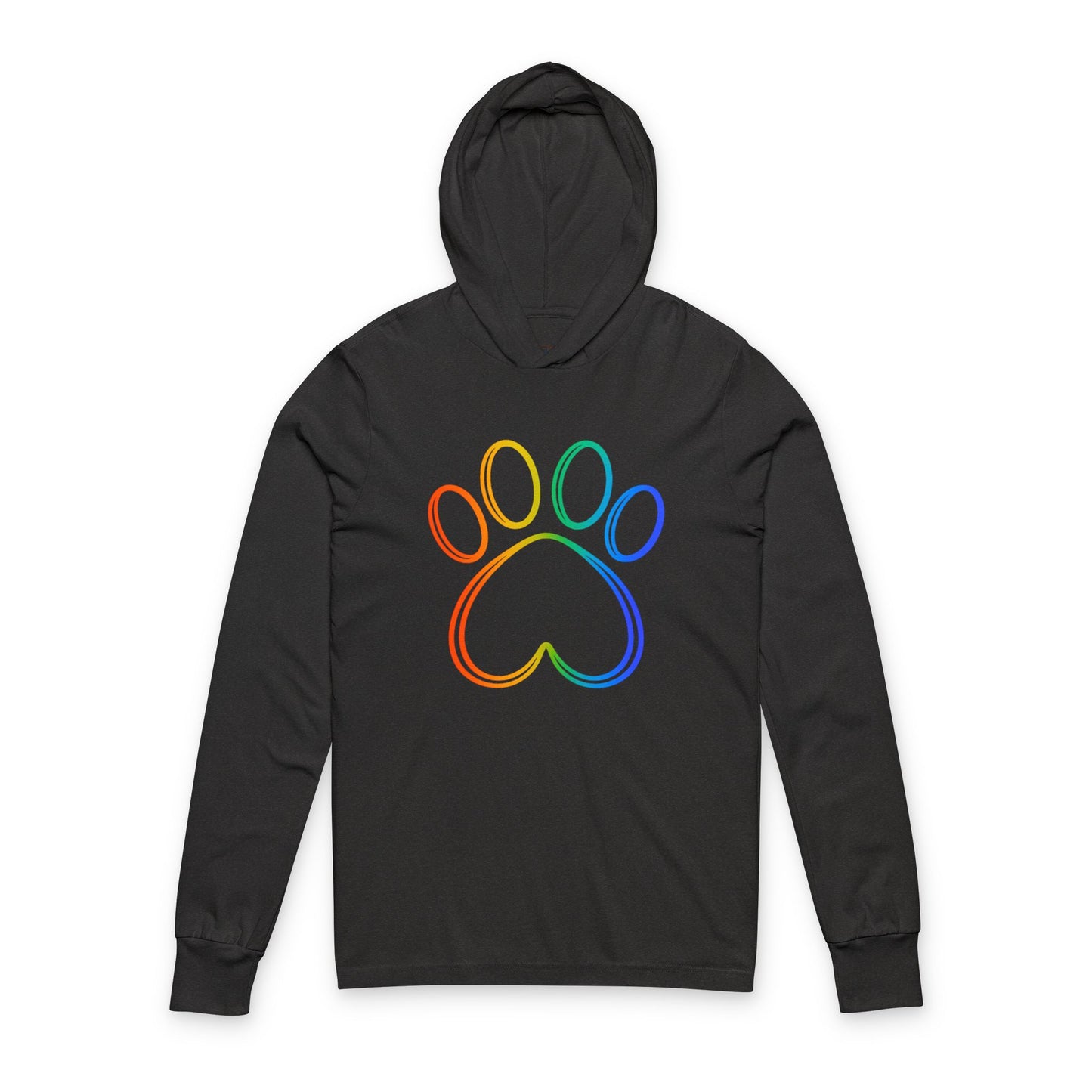 Continuous Line Art Heart/Paw Hooded Long Sleeve Tee
