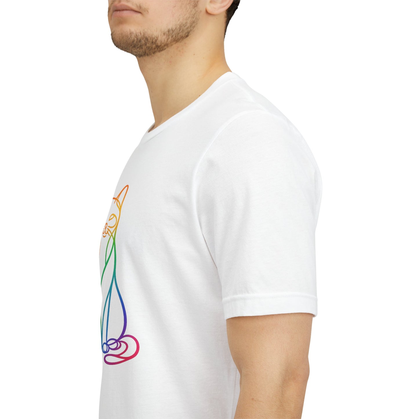 Colorful Line-Work Sitting Cat T-Shirt