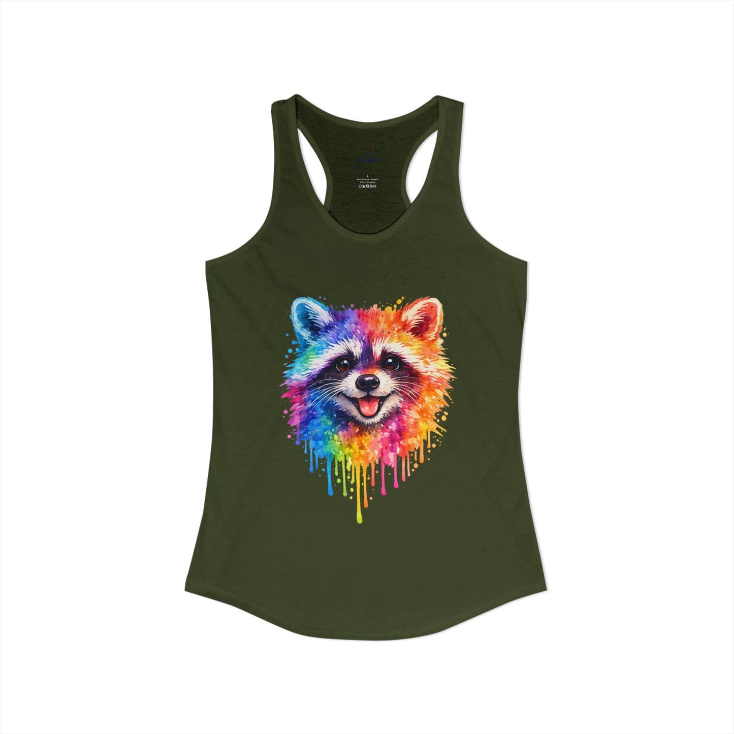 Watercolor Wildlife Raccoon Racerback Tank