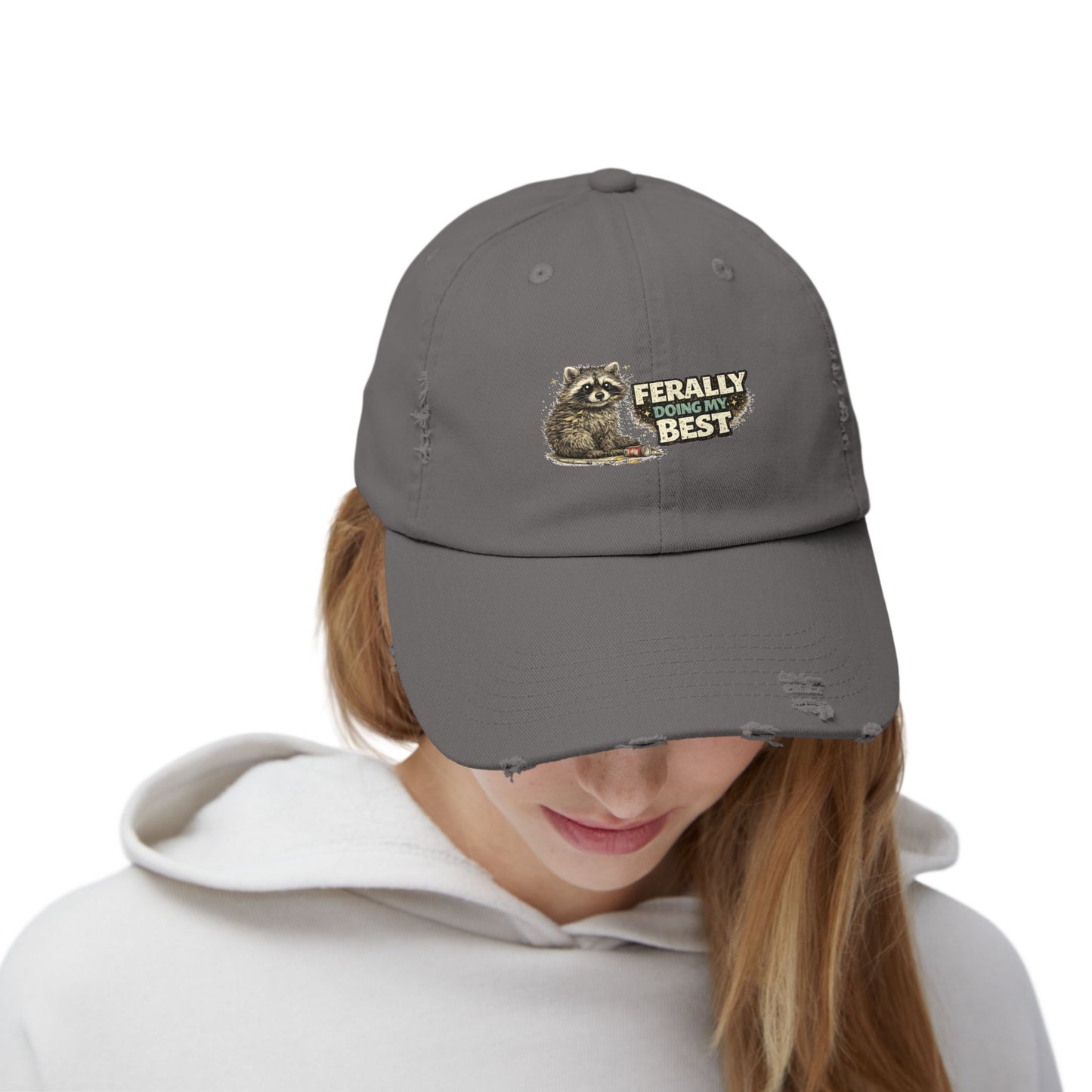 Ferally Distressed Cap — Raccoon Mom/Dad Funny Dad Hat