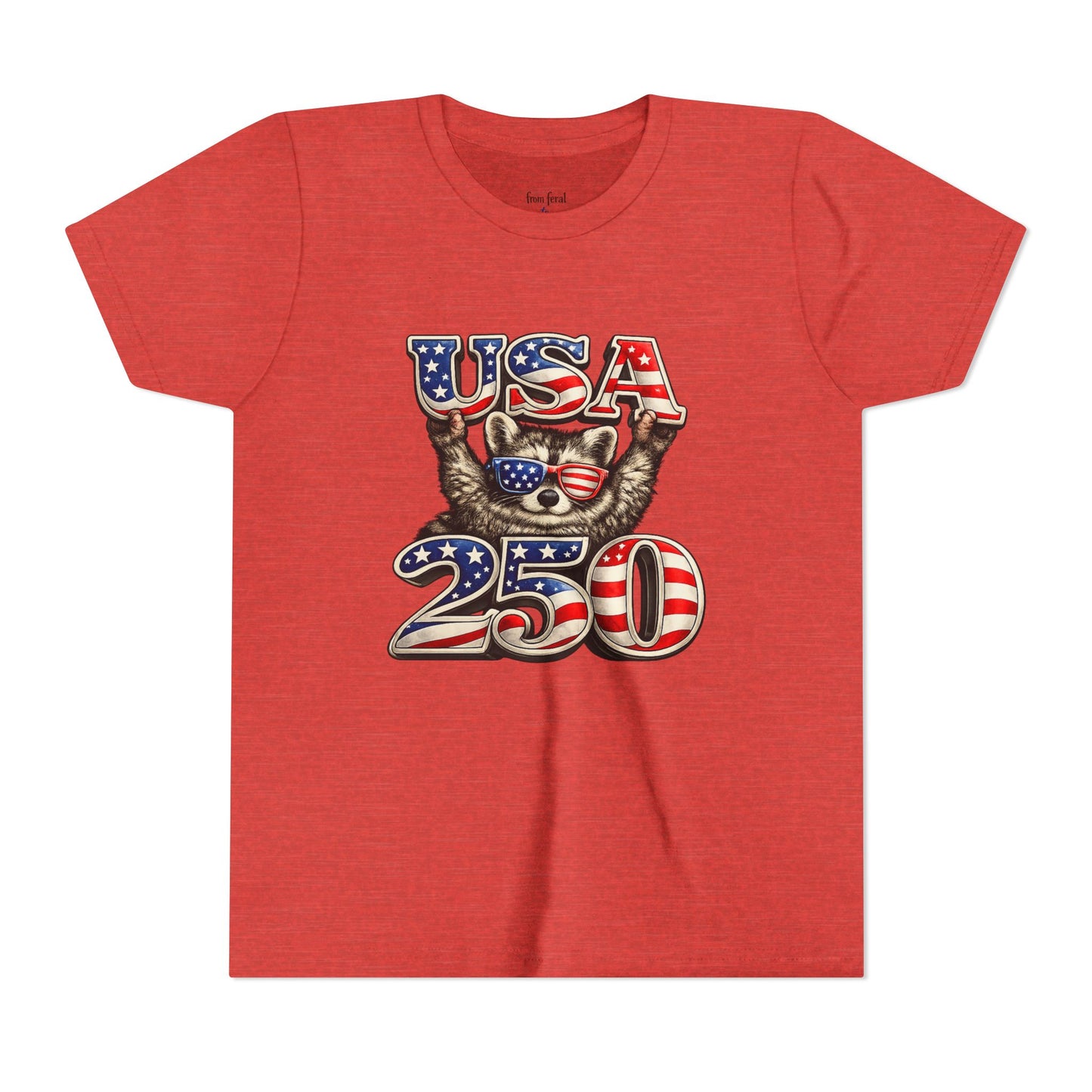 Patriotic Raccoon Youth Tee — Raccoon with USA 250