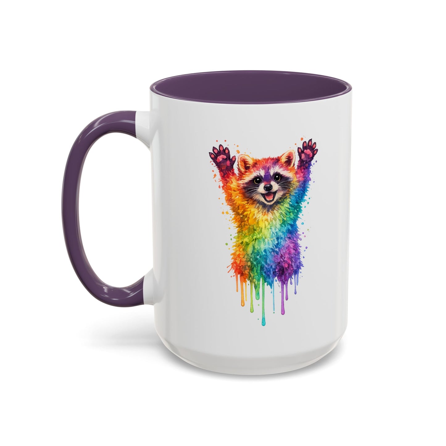 Cheerful Watercolor Raccoon Accent Coffee Mug
