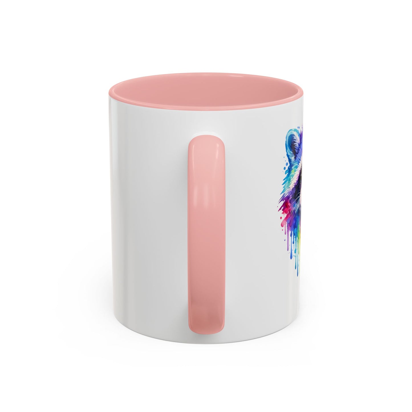 Cheerful Watercolor Raccoon Accent Coffee Mug